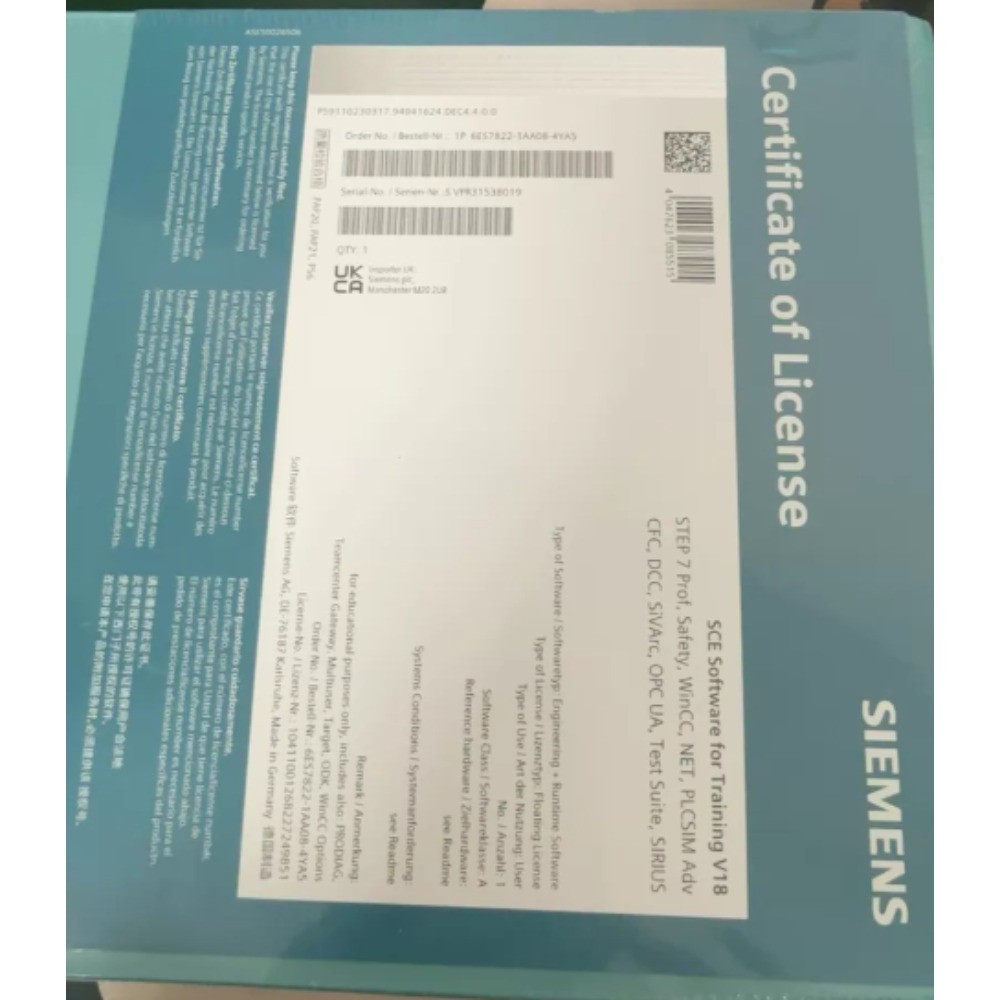 6ES7822-1AA25-4YA5 Siemens SCE SW for Training V21 6ES78221AA254YA5