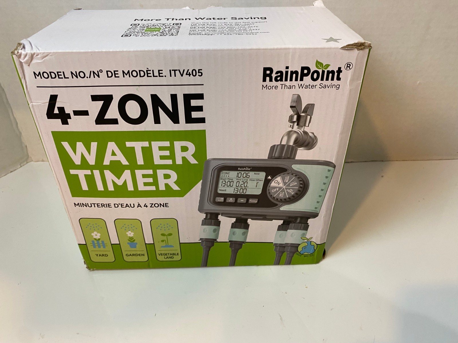 RAINPOINT Sprinkler Timer, 4 Outlets Hose Timer, 4 Zone Water Timer for Watering