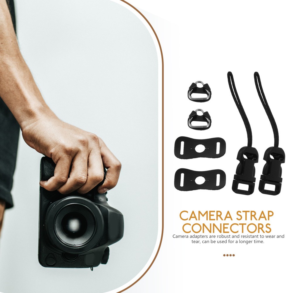 1 Set Reusable Camera Strap Adapter Clips with Lug Rings Black ABS