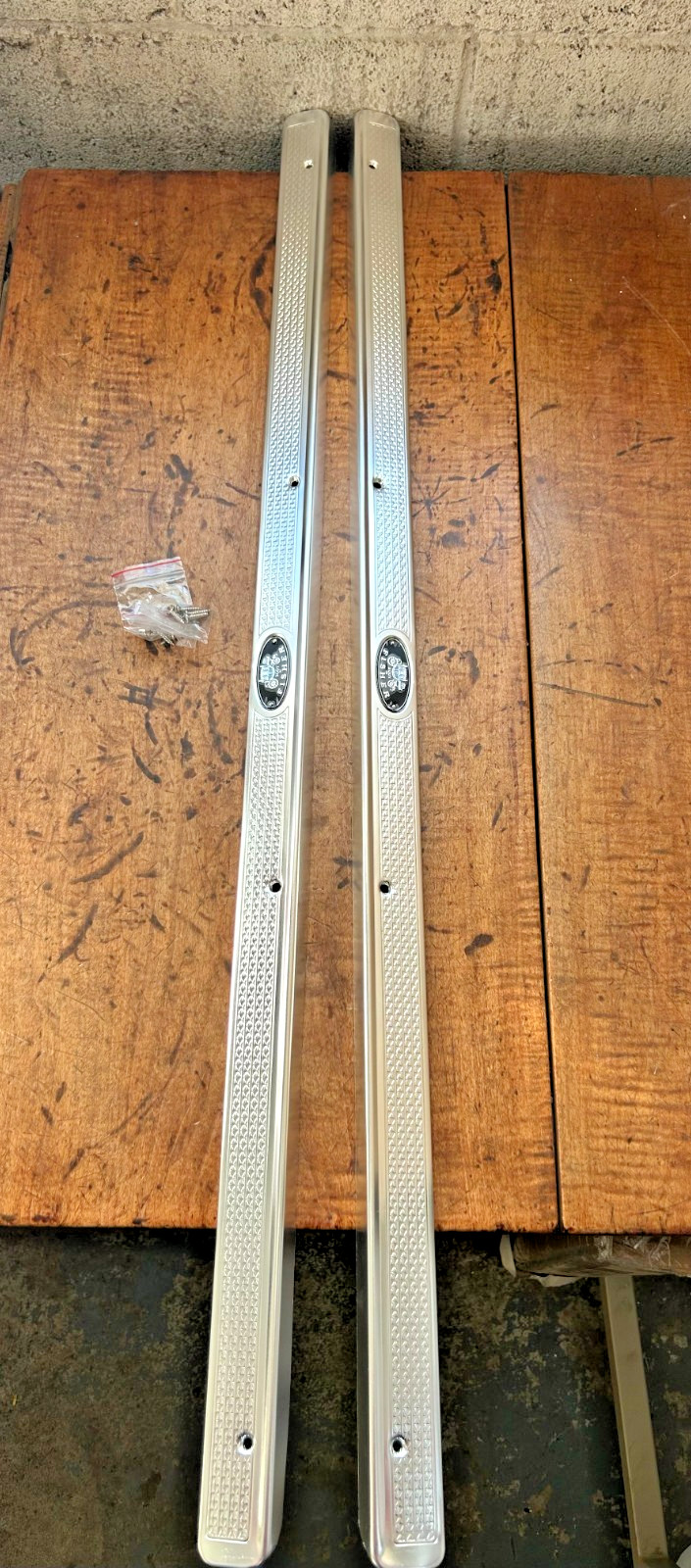 1955 1956 1957 Chevy 2 DR Body By Fisher Sill Plates w/Part Number NEW