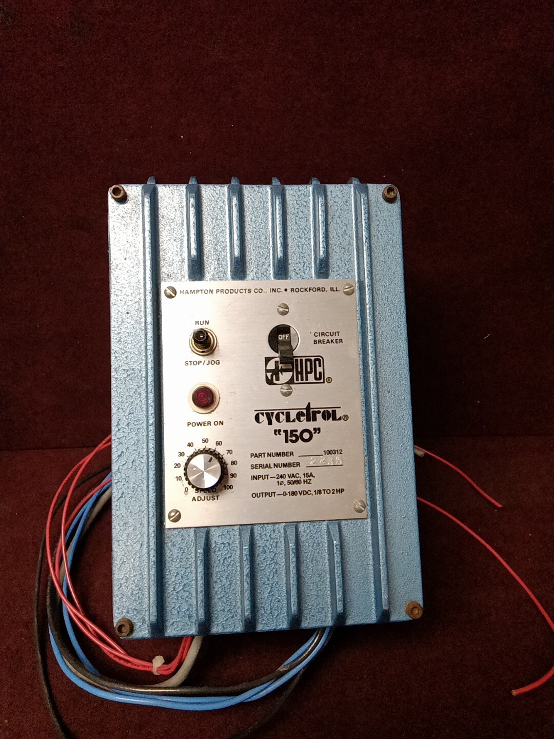HPC CYCLETROL "150"  100312 Motor Speed Drive 240 VAC 15A Circuit Breaker= Used