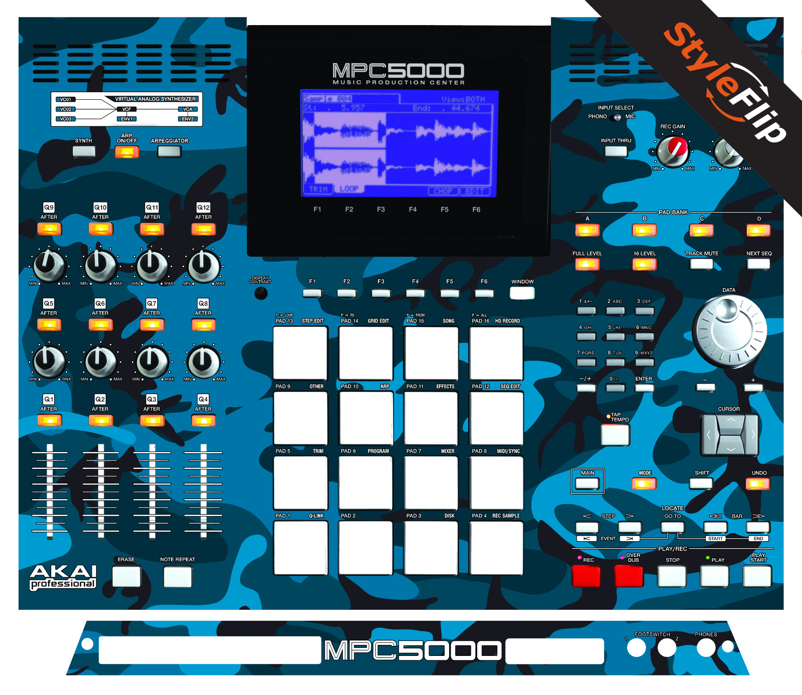 Akai MPC 5000 | Blue Camo Color | Protective Decal | StyleFlip Skins