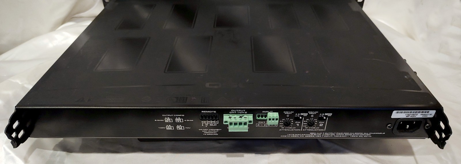QSC MP-A20V Multi-Channel Amplifier FlexAmp technology