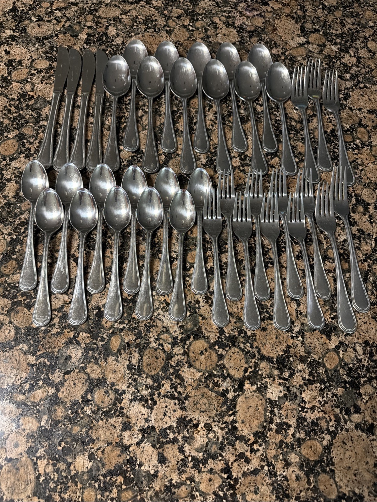 39 pc set EKCO Eterna Regal Coventry Stainless Flatware Set Beaded Edge Japan