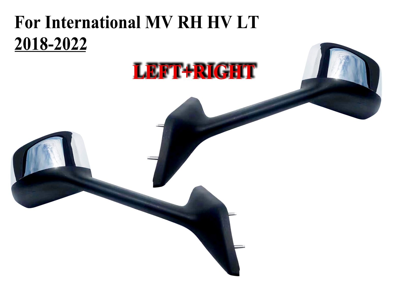 Pair Left and Right Side Chrome Hood Mirror For 18-26 International MV RH HV LT