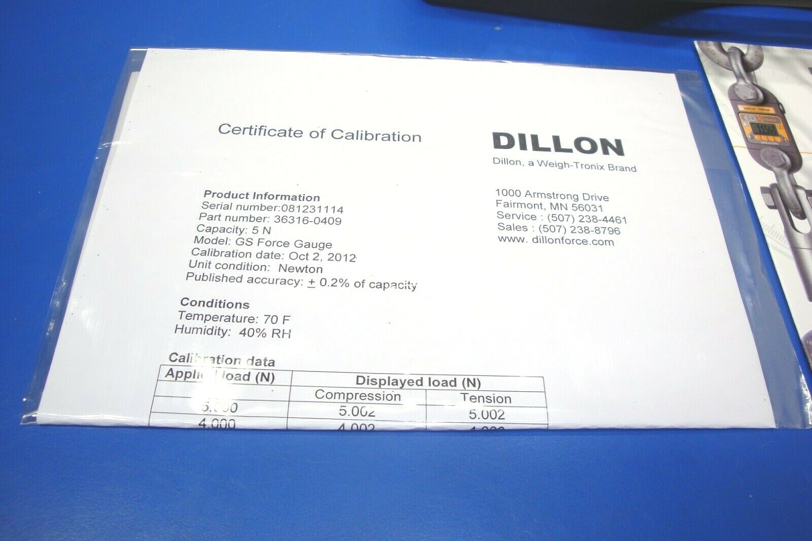 Dillon GS Plus,GS-5 Digital Force Gauge 5Nx0.002N/0.5x0.0002kg/1.1x0.0005lb,NEW