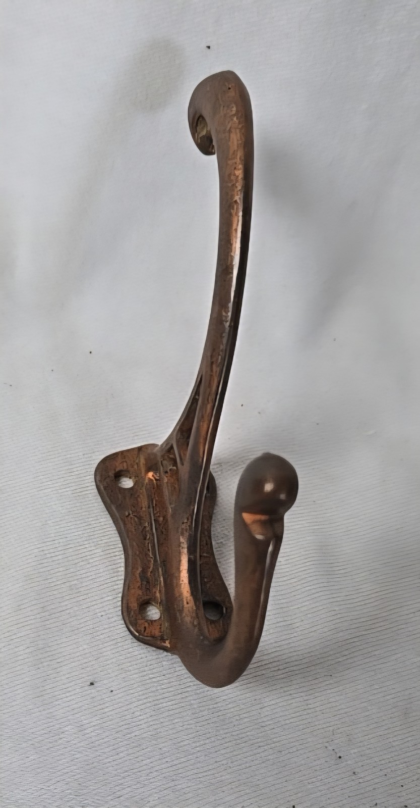 Copper Home Wall Closet Towel Coat Double Hook Art Deco 4 Screw Holes