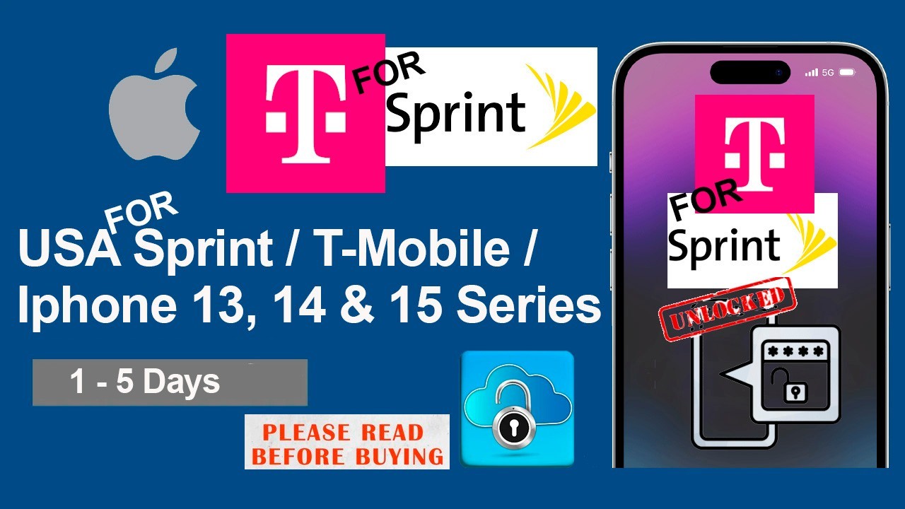 For Sprint, T-mobile USA/ Unlock Service Iphone 13, 14 & 15 Series(1-5 Days)