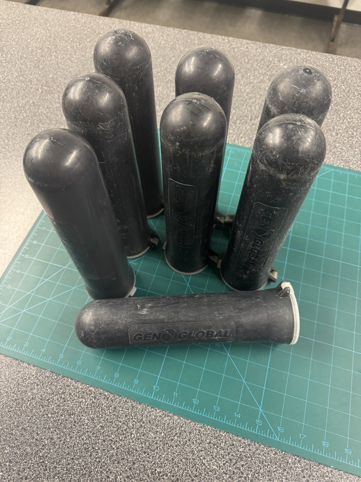 GXG 140 rd paintball pods (×8).  BLACK.  One piece w/ flip lid. RARE!