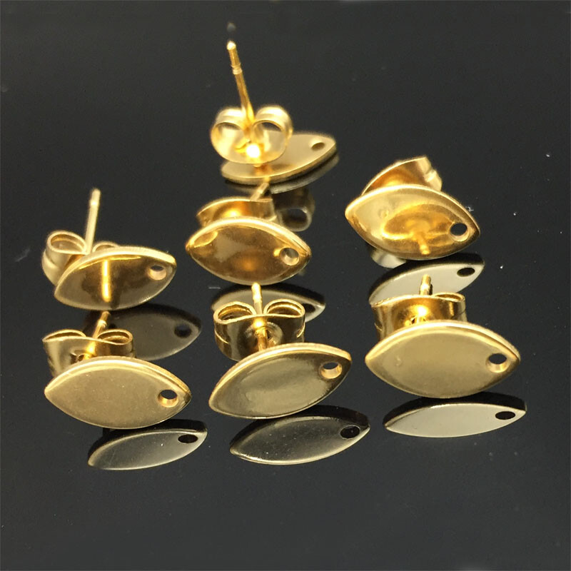 20pcs Steel Ear Post Studs Oval Hooks Earrings Back Accessories DIY Earring