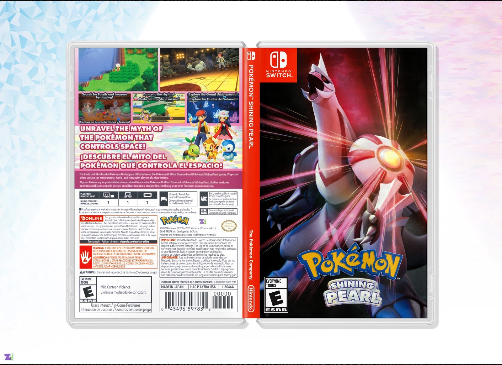 Pokemon Shinning Pearl COVER ART: Replacement Insert / Case for Nintendo Switch