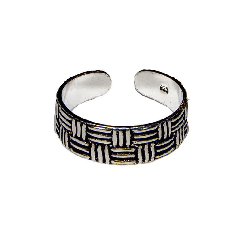Toe Ring .925 silver girls adjustable open foot beach basketweave.