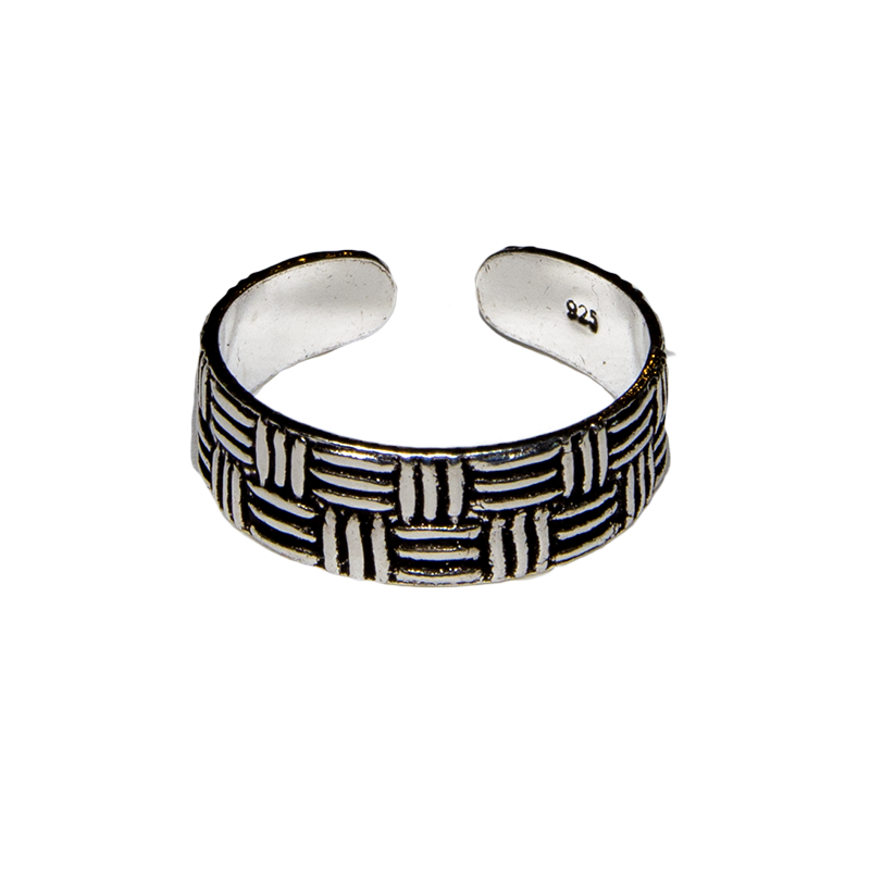 Toe Ring .925 silver girls adjustable open foot beach basketweave.