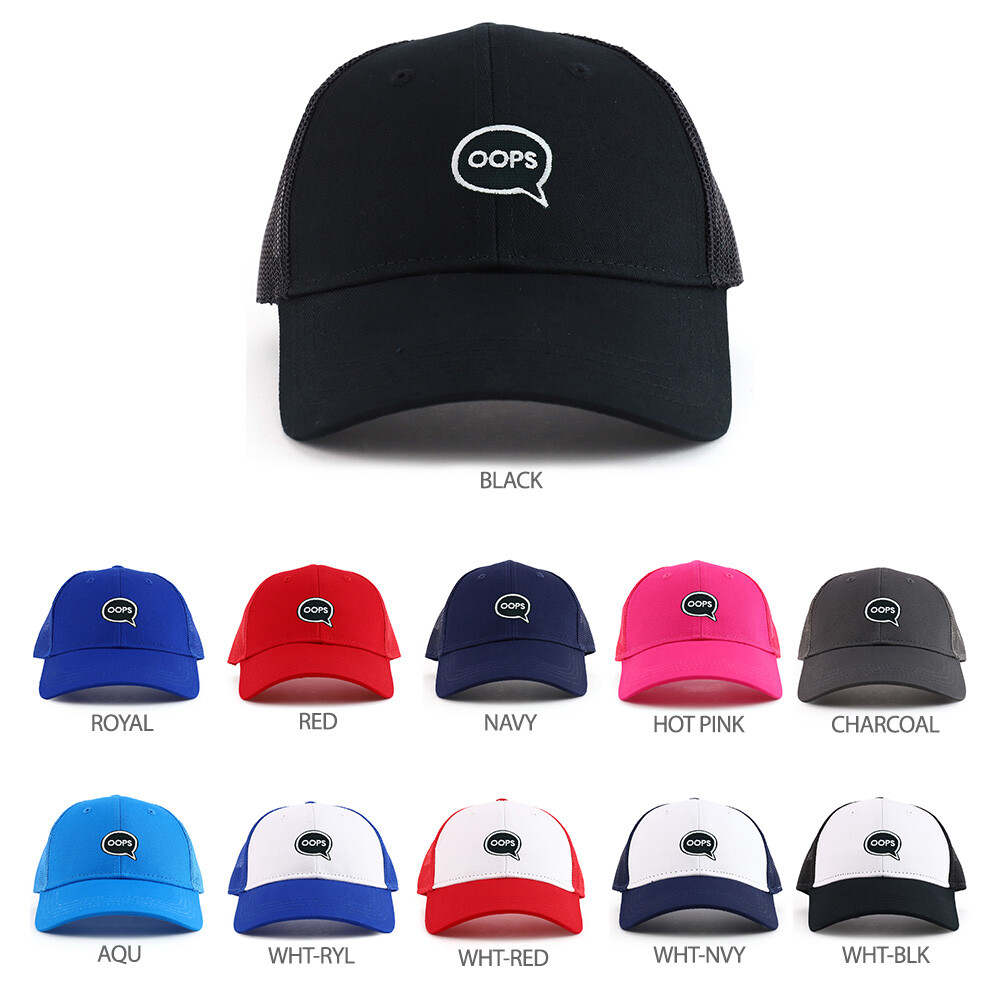 Oops Patch Youth Size Cotton Twill 6 Panel Mesh Basebal Cap- FREE SHIPPING