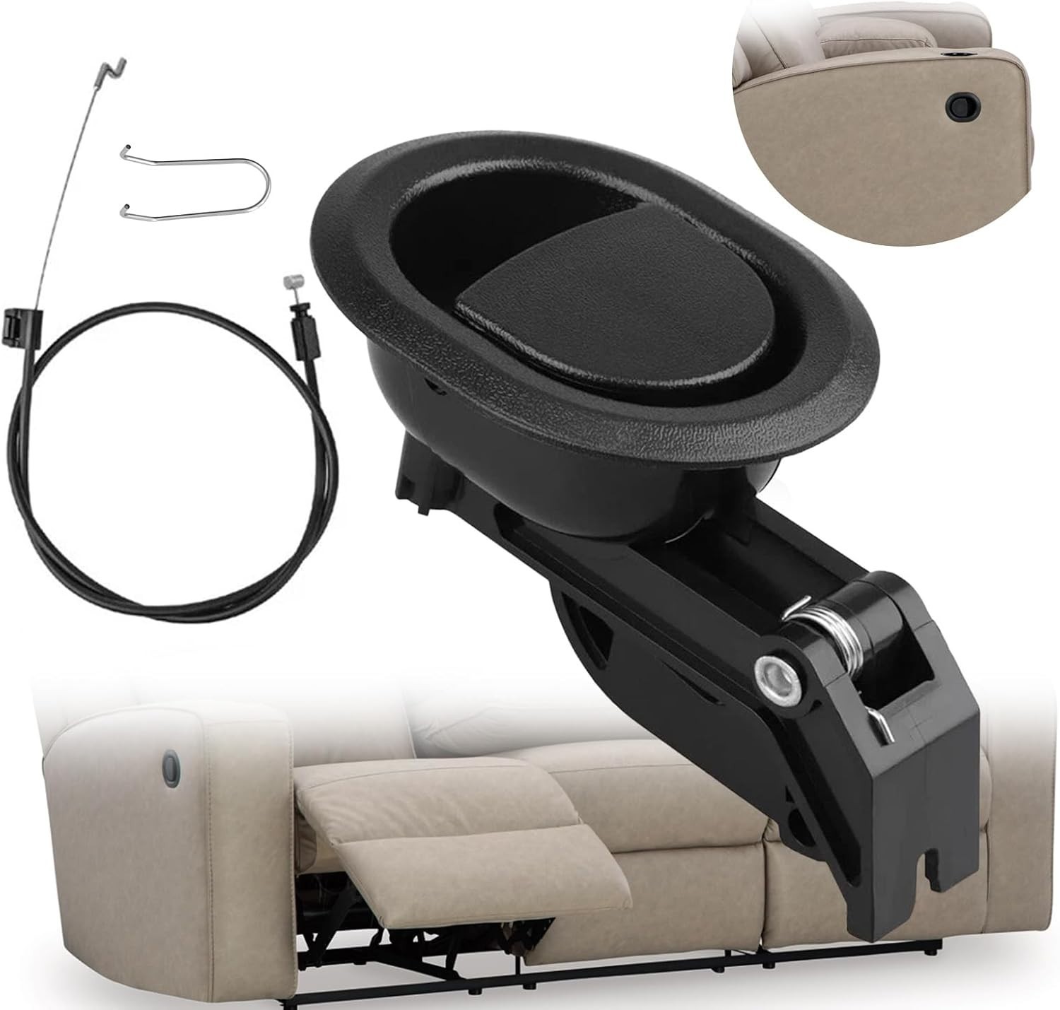 Durable Universal Recliner Pull Handle, Easy 5-Min Installation, Black Plastic