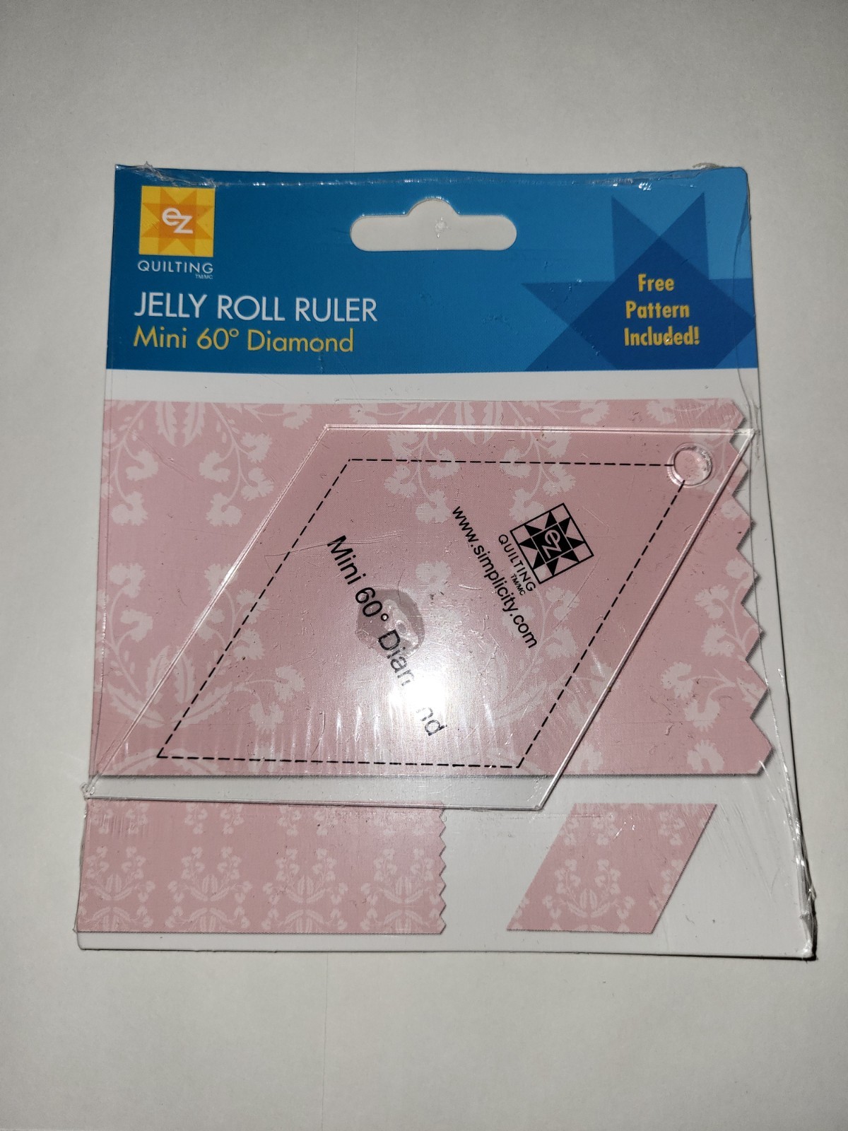 EZ Quilting Jelly Roll Ruler Mini 60 Degree Diamond Pattern Included