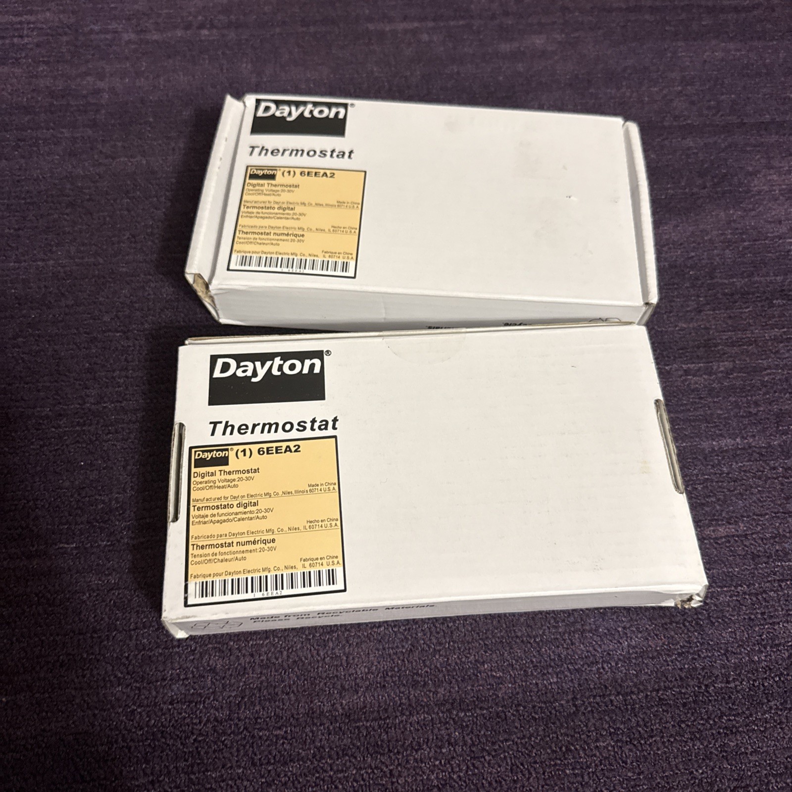 Dayton 6EEA2 Digital Low Voltage Thermostat Lot Of Two Thermostats New