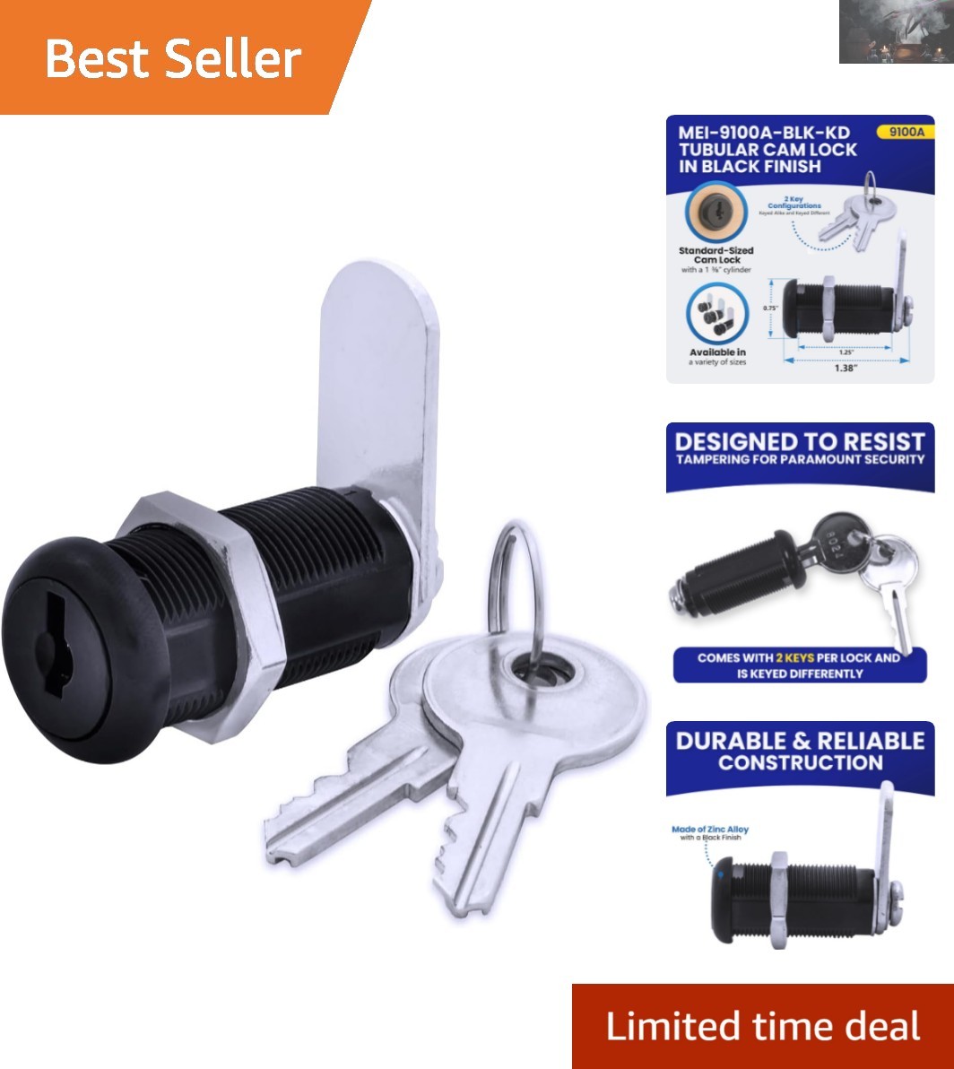 Versatile Black Disc Tumbler Lock - Keyed Different with Childproof Features