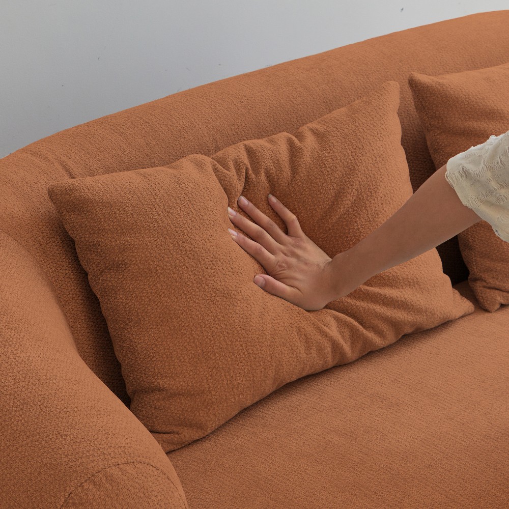 Memory Foam 2-Seater Sofa w/Chenille Fabric, No Assembly, Orange