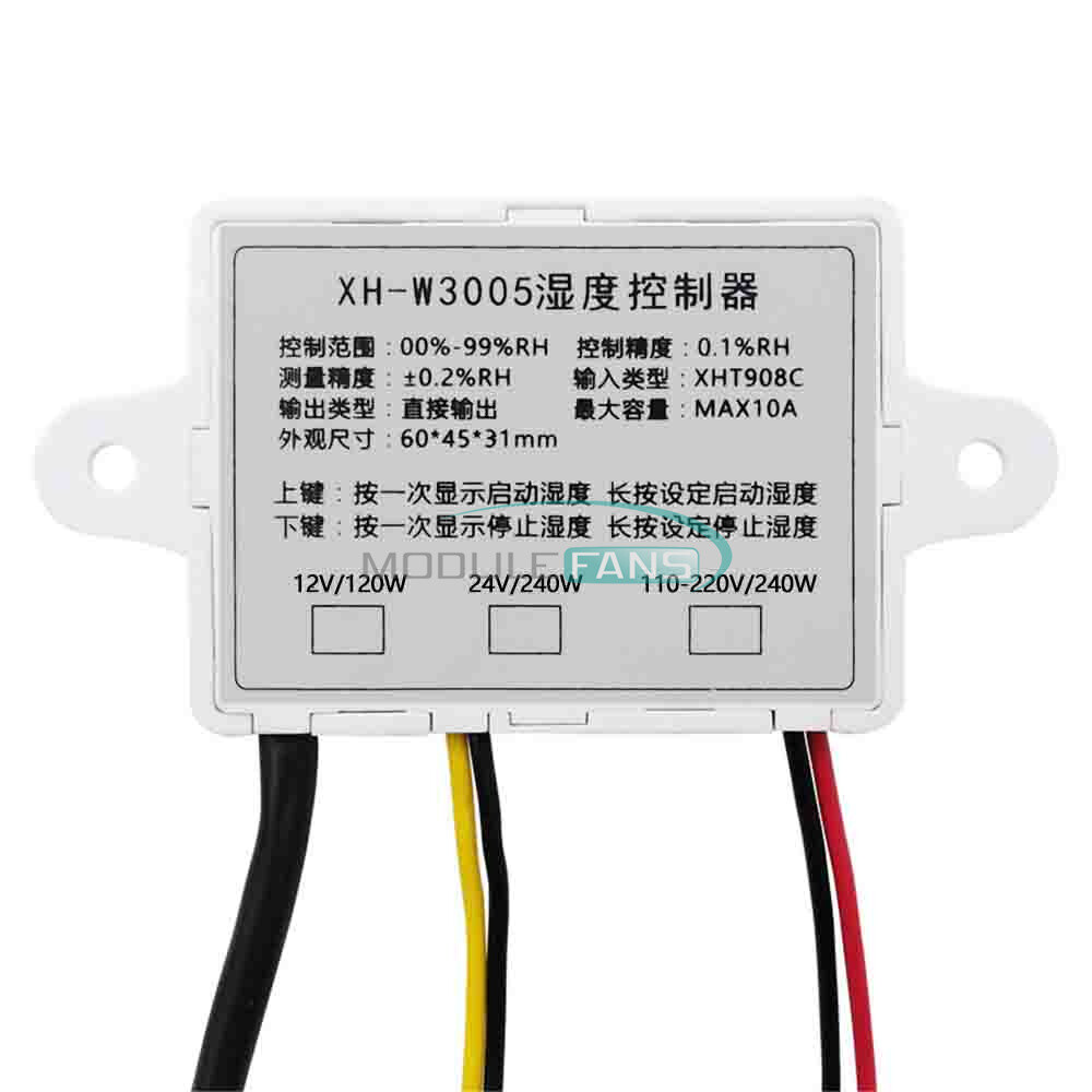 Digital LED Humidity Controller W3005 Hygrometer Switch Sensor 12V 24V 110-220V