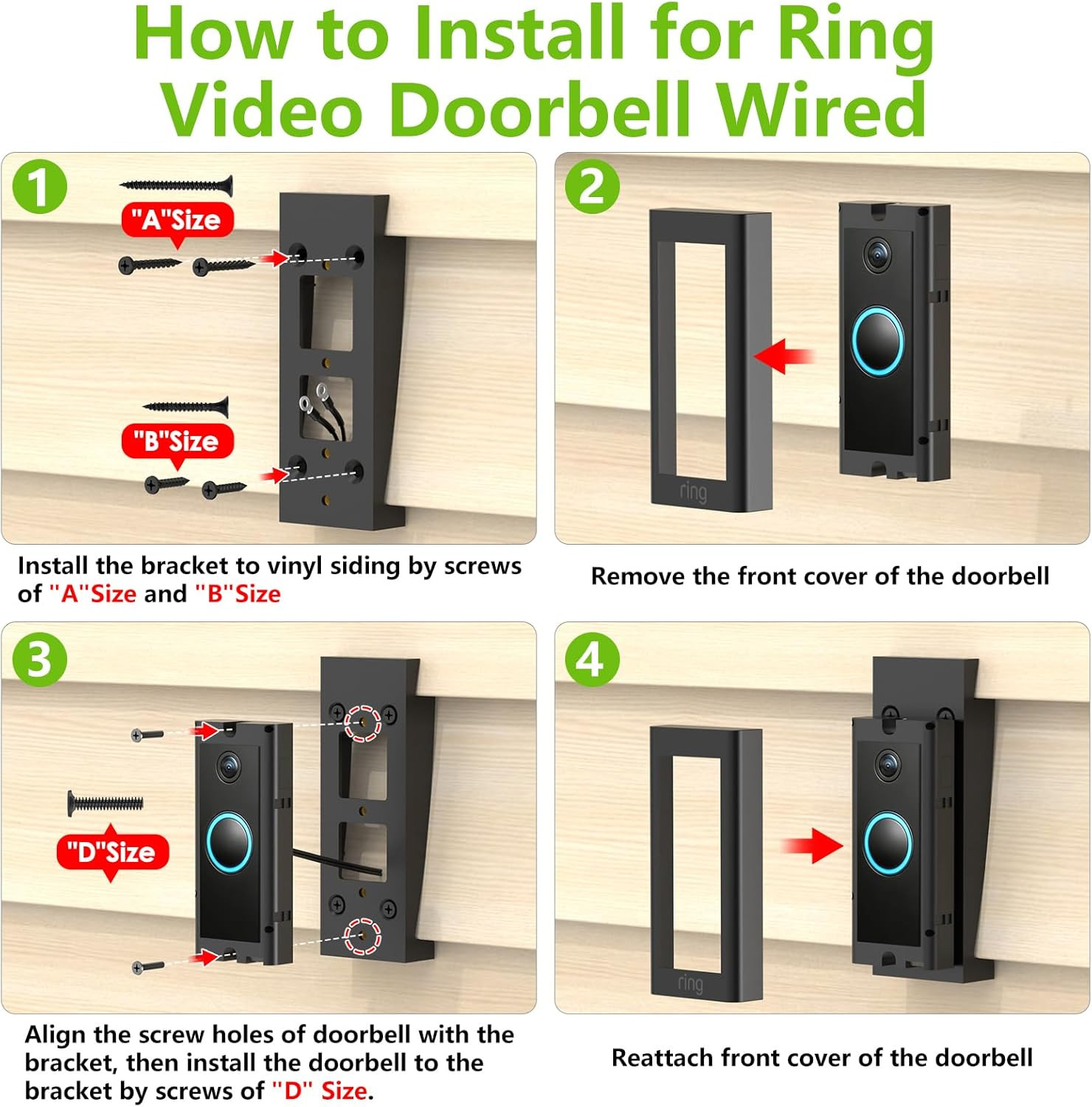 Ring Vinyl Siding Mount for Ring Wired Doorbell Pro/Plus(2025 Release)/Ring Vide