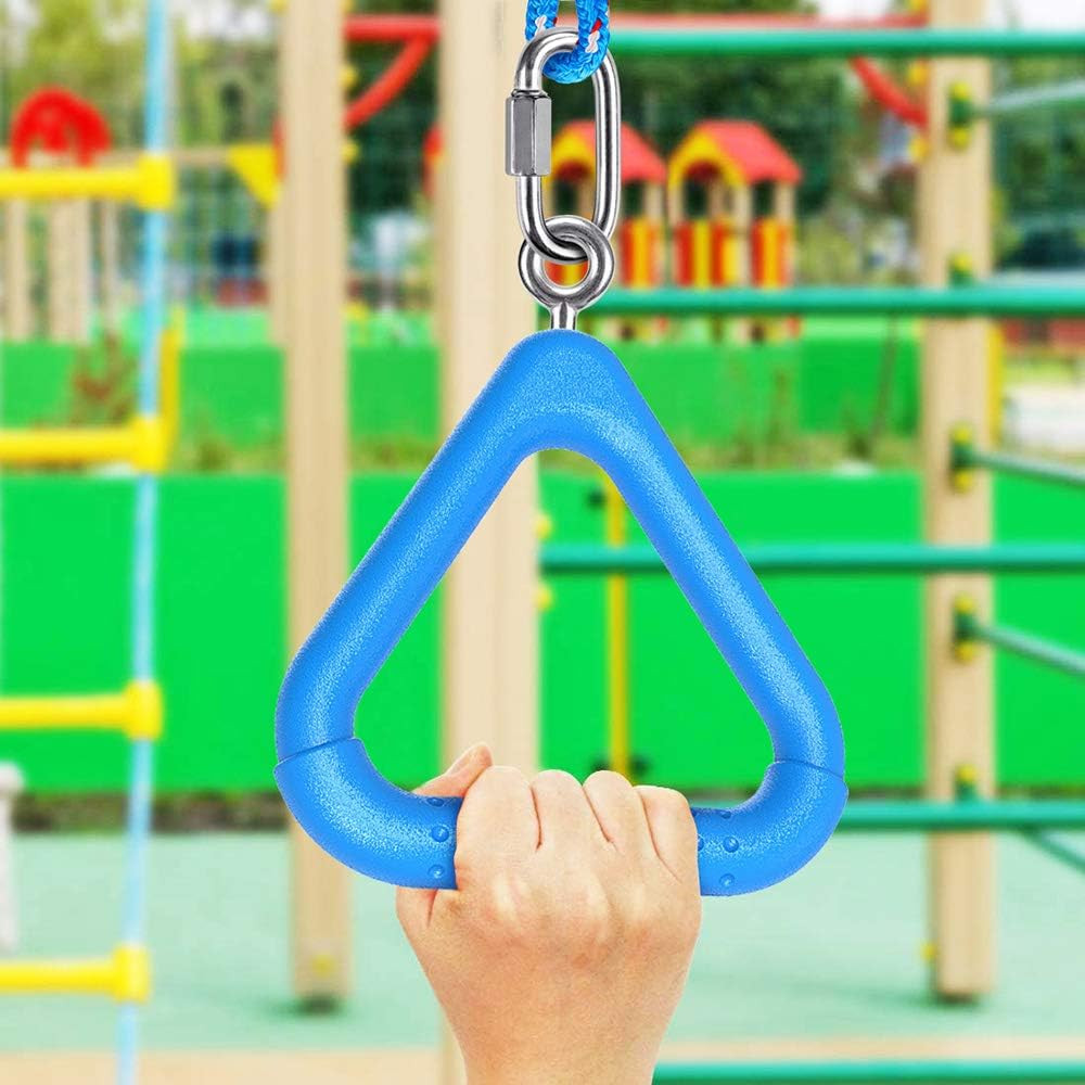 2Pcs Trapeze Swing Bar Rings with Carabiners, Swingset Accessories Outdoor for N