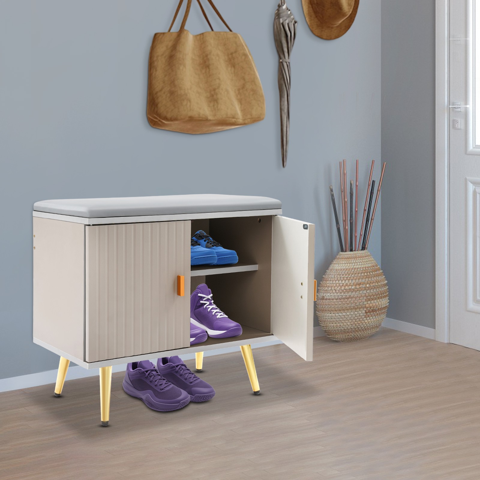 Shoe Storage Bench Entryway Shoes Organizing Stool Holding Cabinet Chair Home