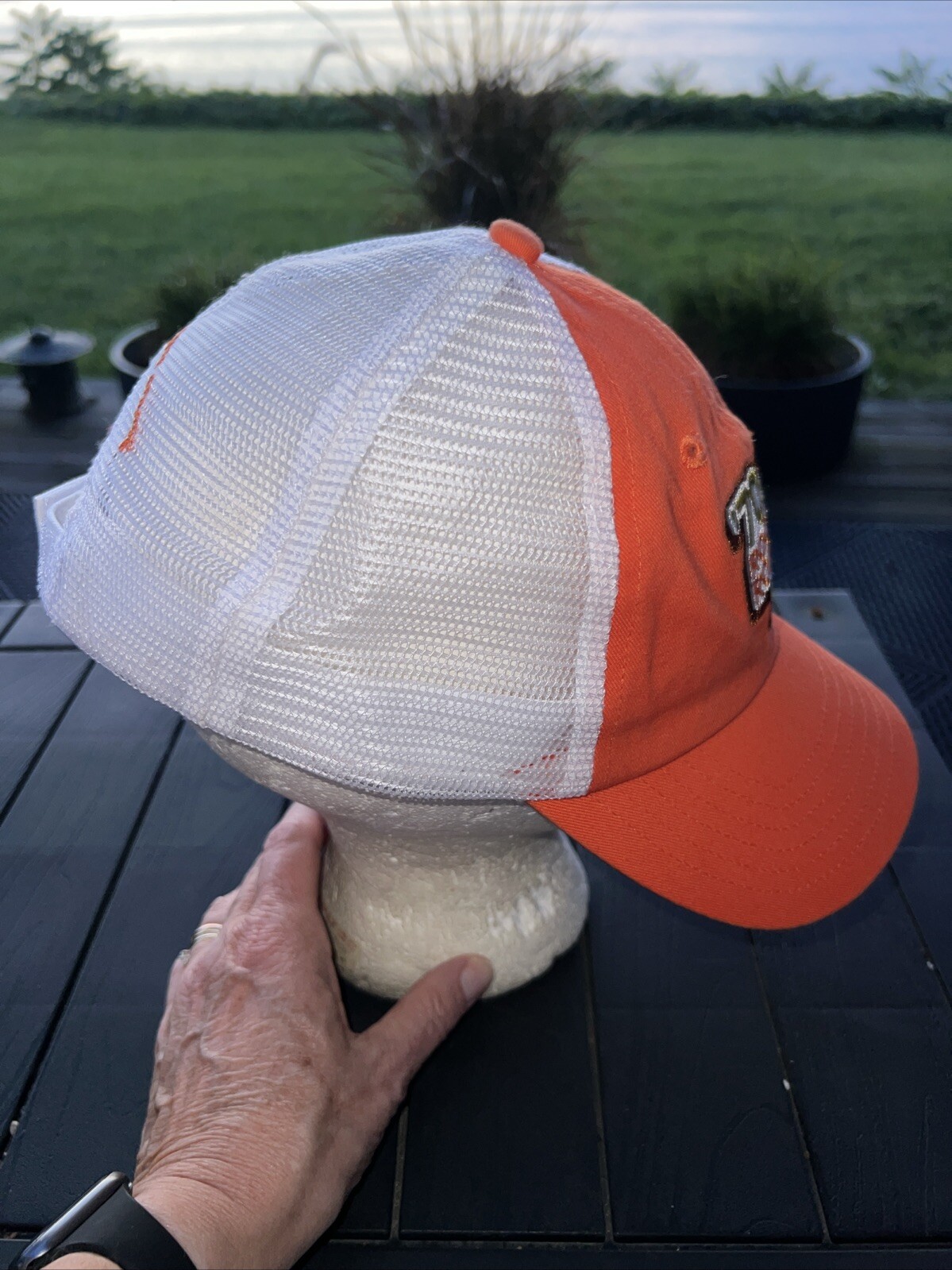 70s Rock & Romance Cruise Multi Colored Patch on Orange Hat Cap W White Mesh