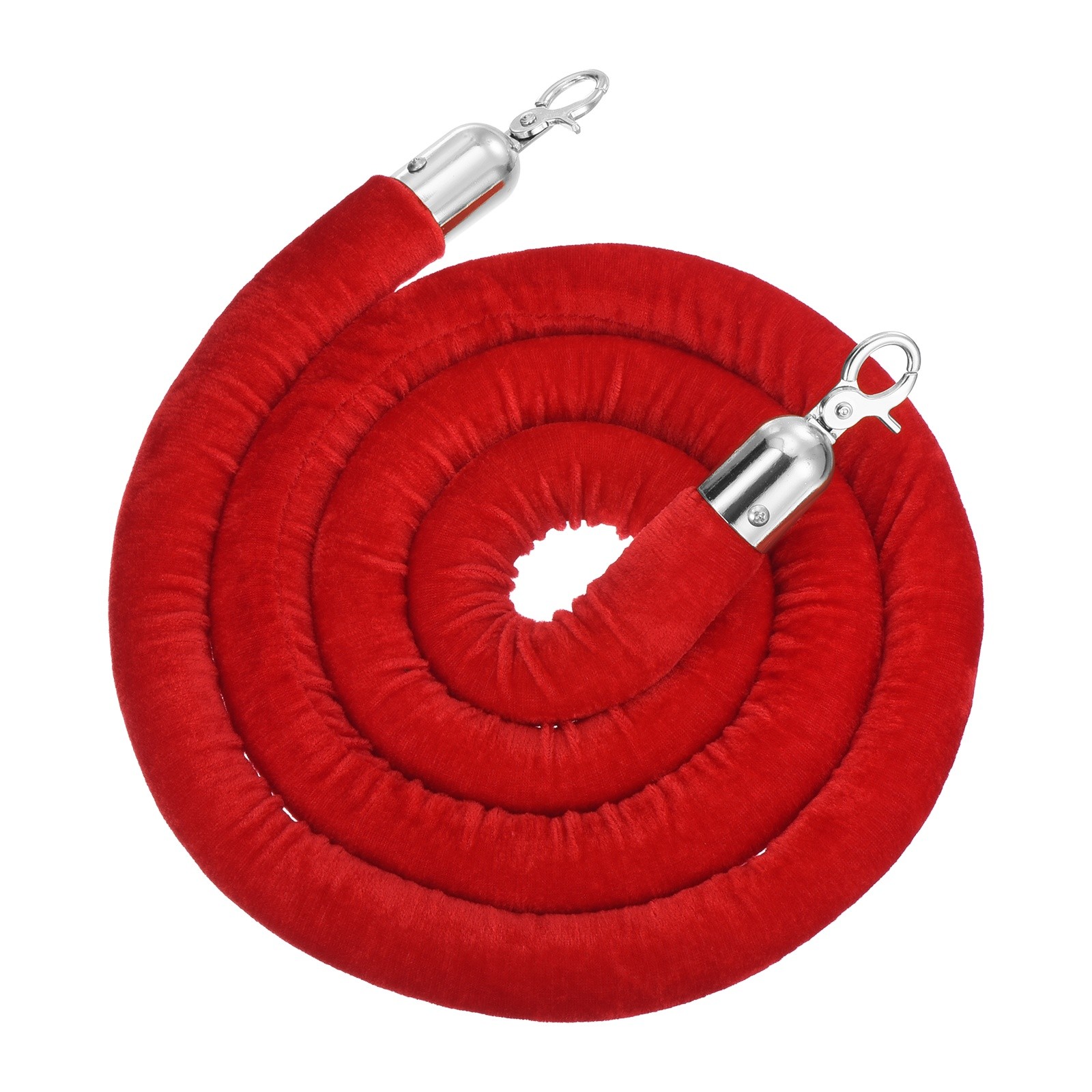 Velvet Stanchion Ropes with Silver Buckle, (6.6Ft X1.26 Inch, Red) (1Pcs)