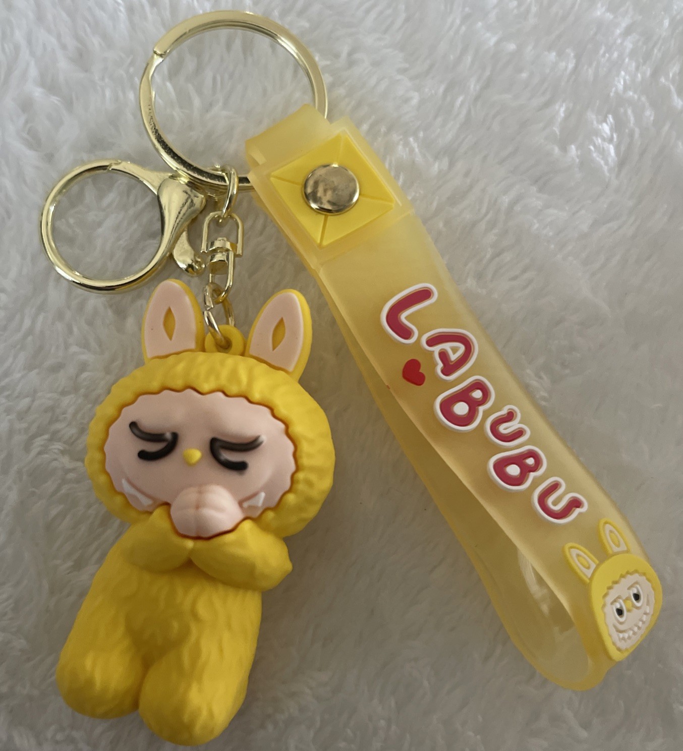Praying Kneeling Labubu Keychain Key Ring Bag Charm Silicone Strap Unbranded
