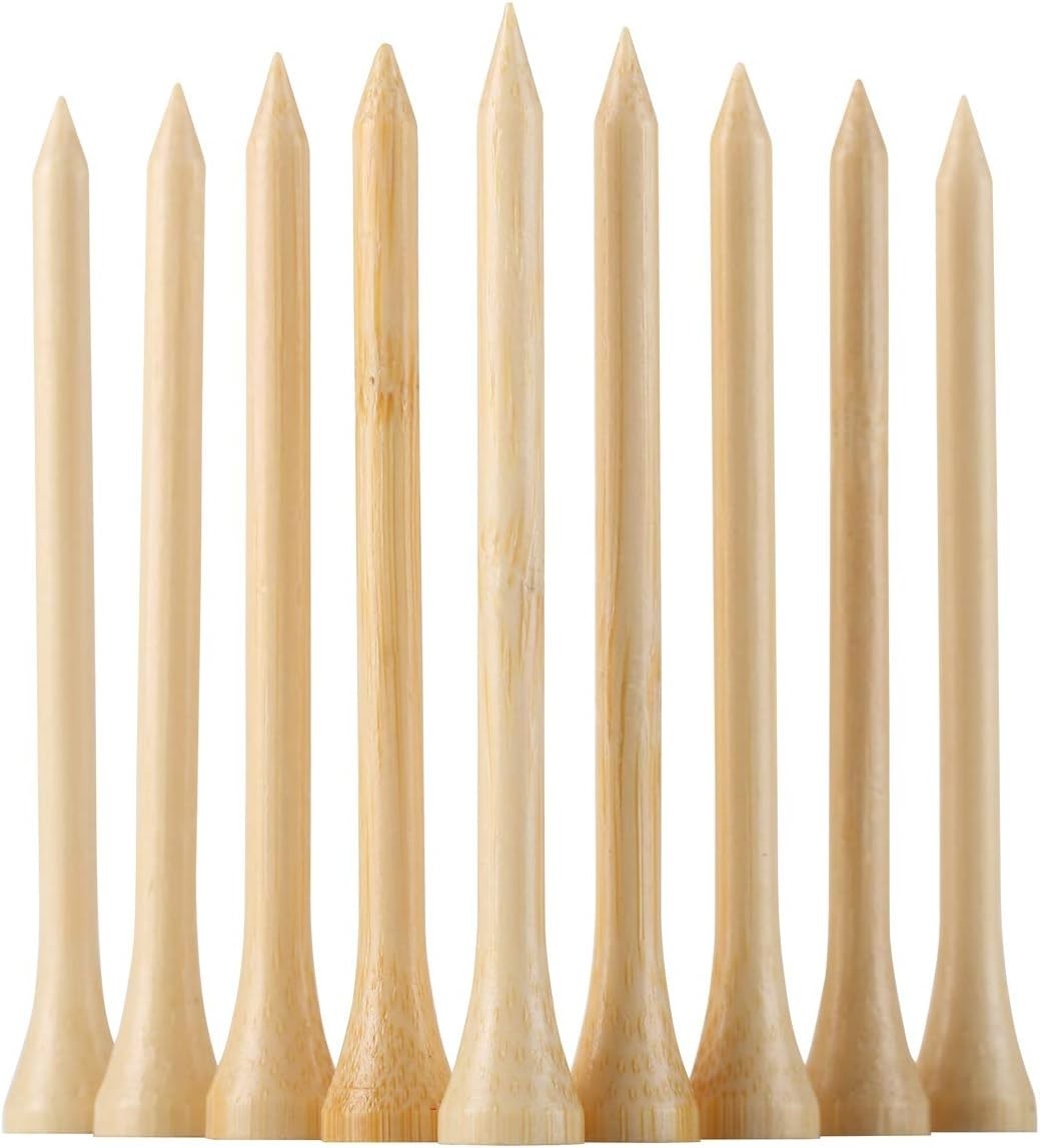 Biodegradable Bamboo Golf Tees 100 Pack – 3-1/4" Reduce Friction & Side Spin