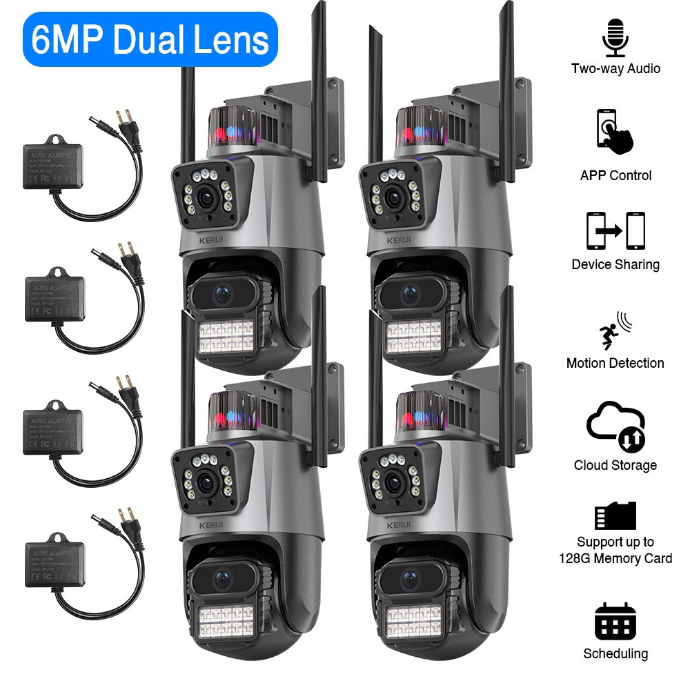 ICSee Dual Lens WiFi IP Camera Wireless Outdoor CCTV PTZ Home Security IR Cam US