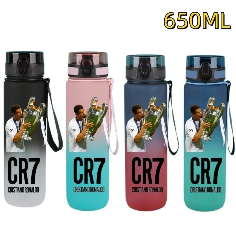 650ml Football Star Ronaldo CR7 Straw Water Portable Flip Cover Drinking Bottle
