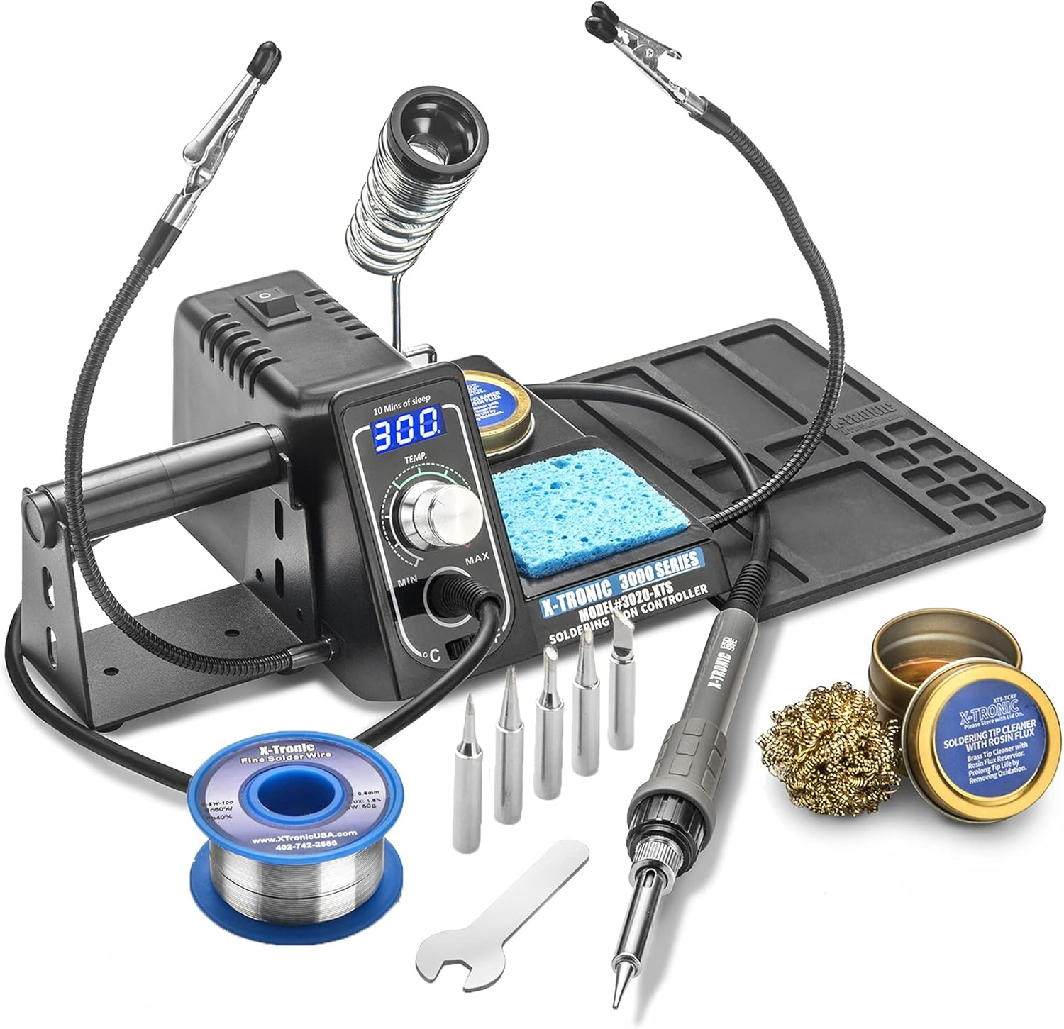 X-Tronic 3020-XTS • 75W Soldering Iron Station Kit • 2 Helping Hands