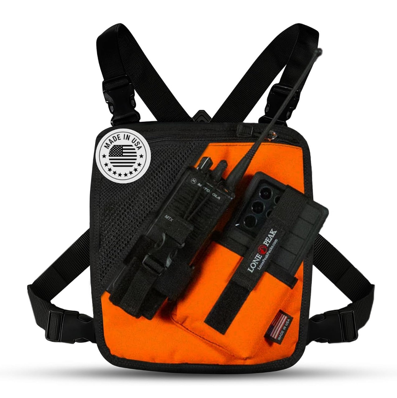 Lone Peak US Made Radio Phone Chest Rig EMS Search Rescue Tactical Vest Bag New