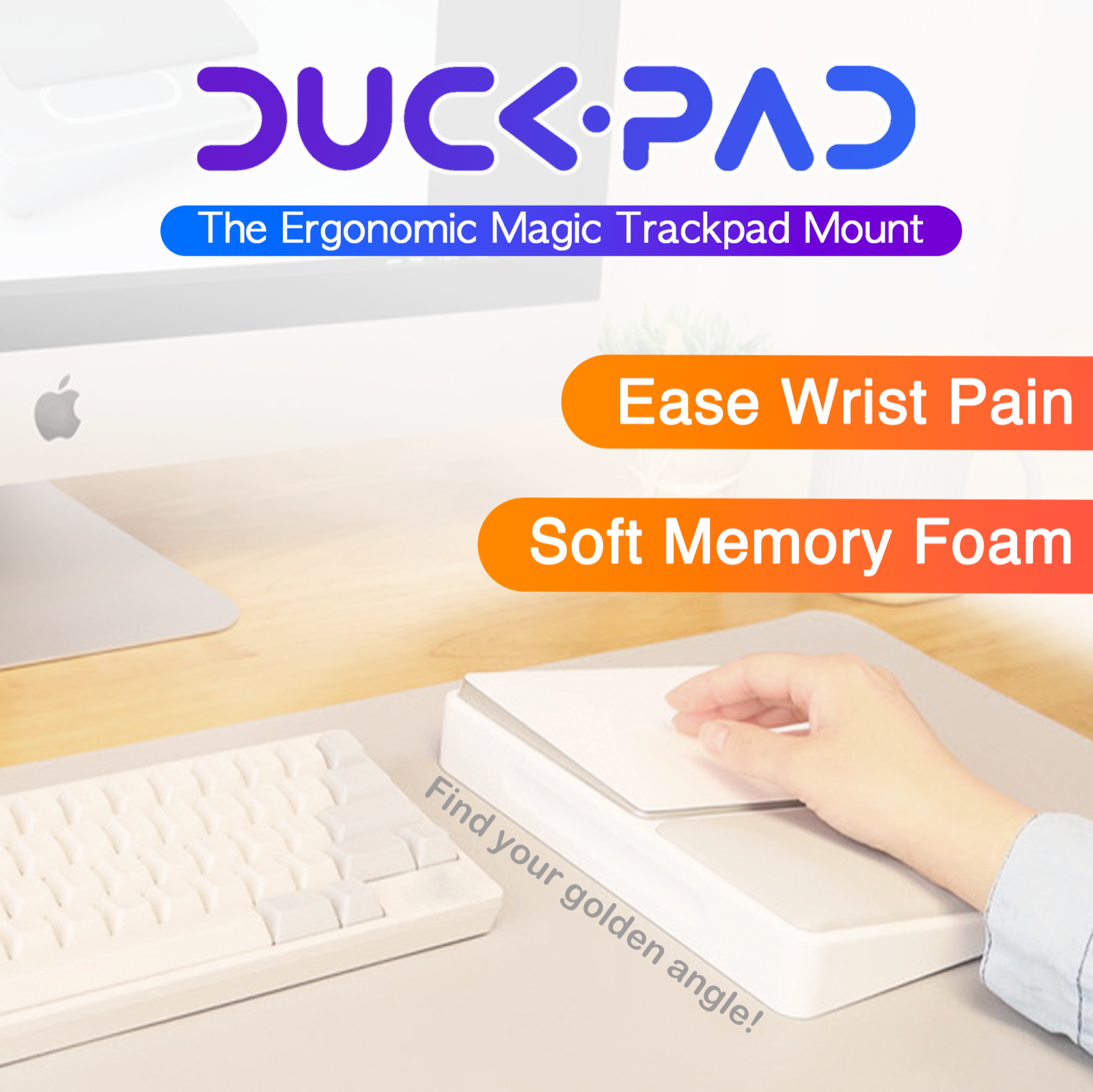 The ergonomic Apple Magic Trackpad mount, 2 color options, soft cushion