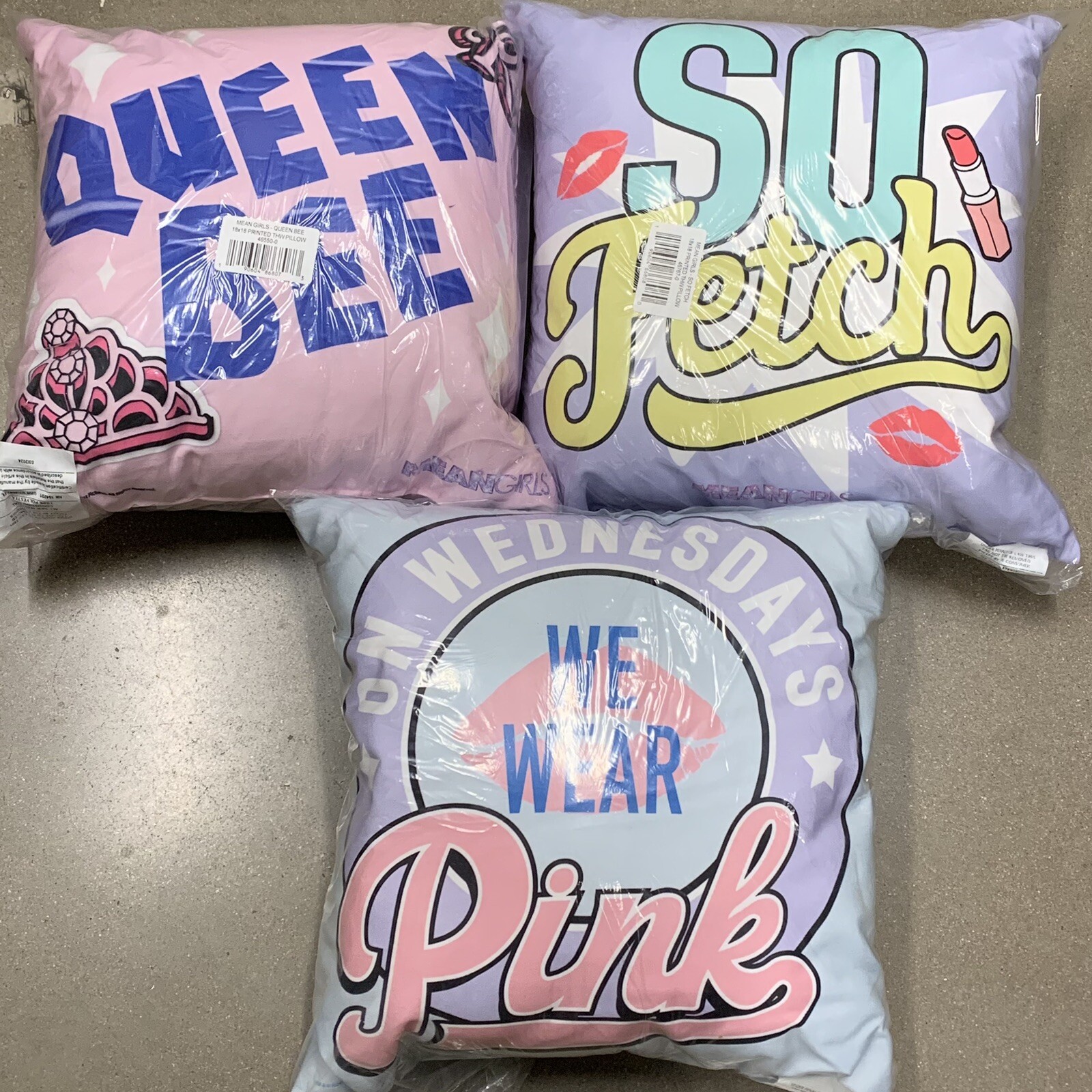 Mean Girl Pillows SO FETCH TEEN TWEEN Wear Pink GIRL BEDDING Set Of 3 Legit NEW