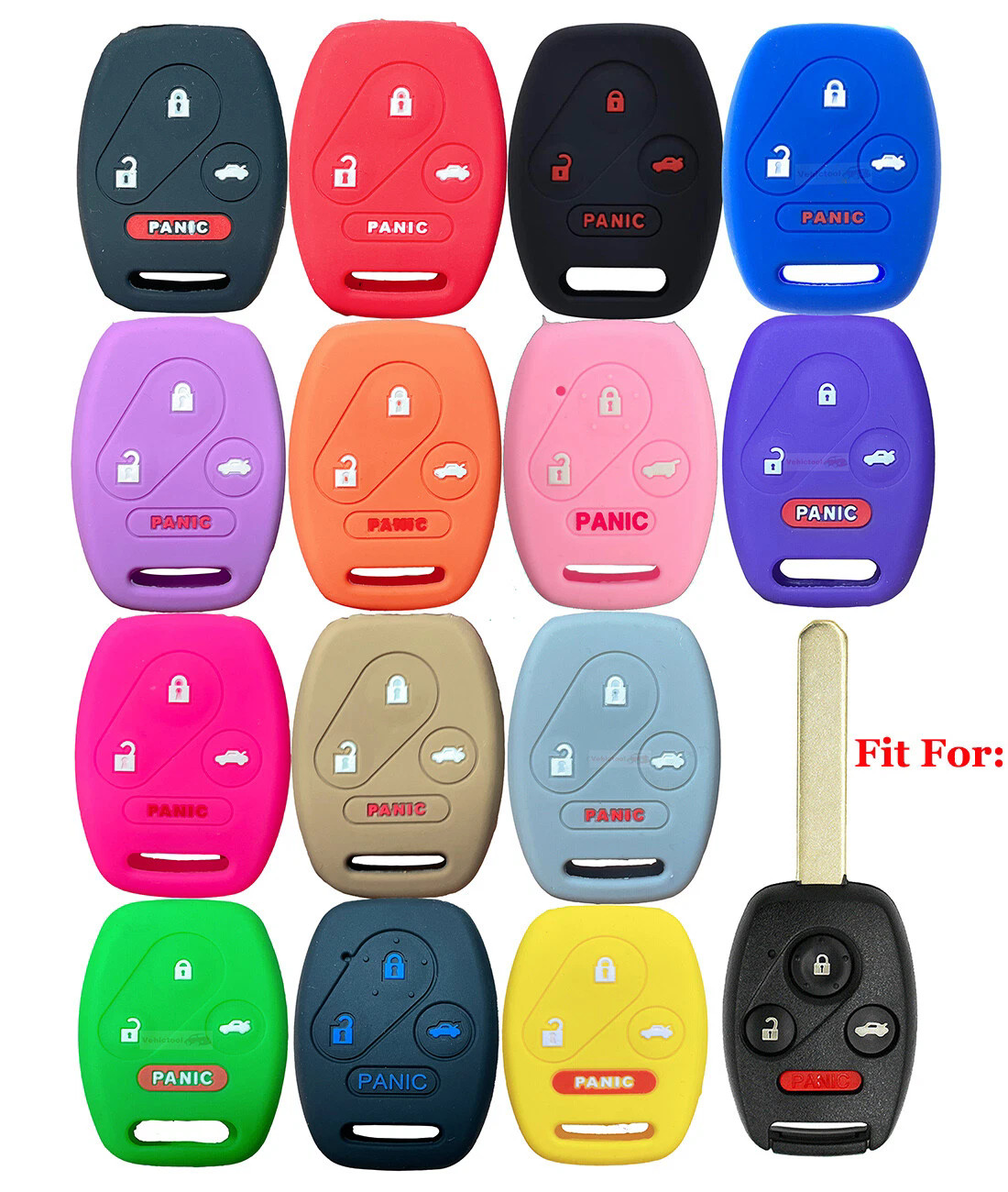 Fit Honda Accord CRV Pilot Civic Fit 4 Button Remote Key Fob Silicone Case Cover