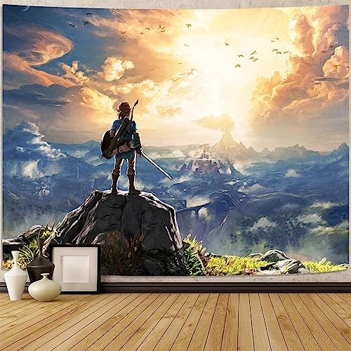 kampdream Anime Video Game Tapestry, Sky and Mountain 90"L x 68"W Saierda