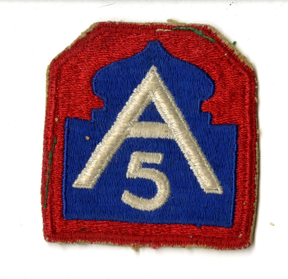 Fifth Army White Back Patch WWII Vintage Italy Europe Mark Clark