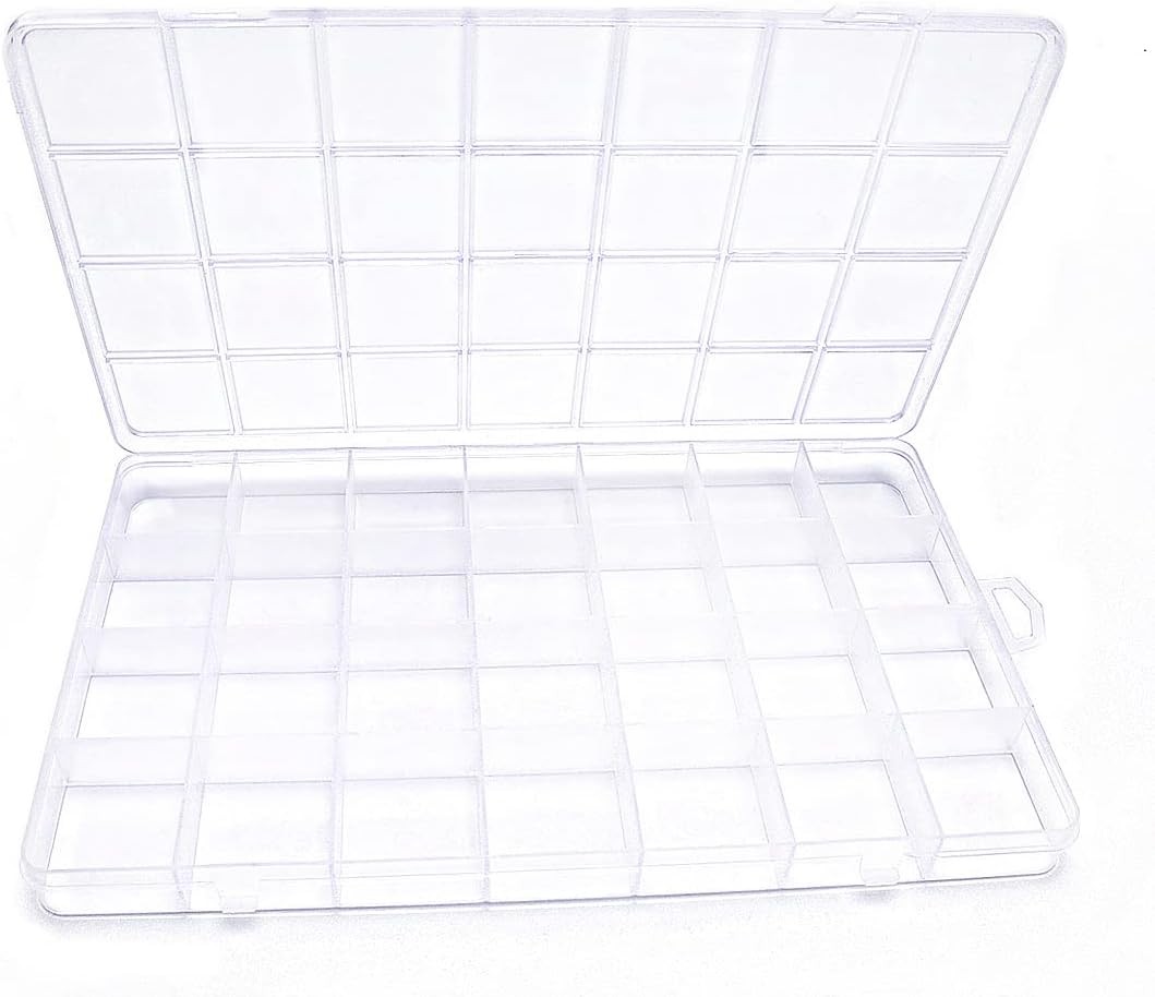 IOOLEEM 28 Grids Plastic Bead Organizer Box, 28 (1 pack), Clear