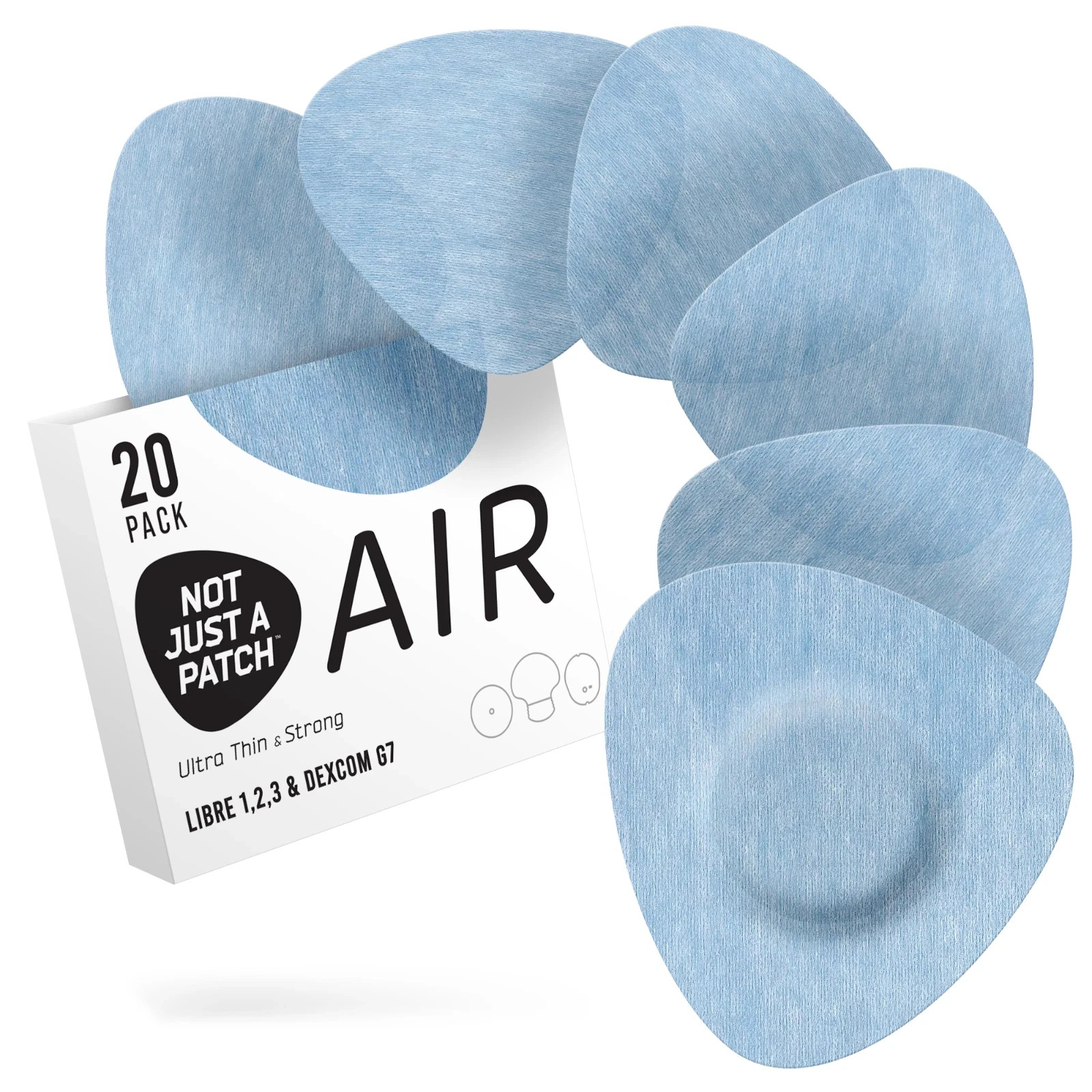 Not Just a Patch Air CGM Patches Libre & Dexcom G7 Cover Patch Blue 20 Pack