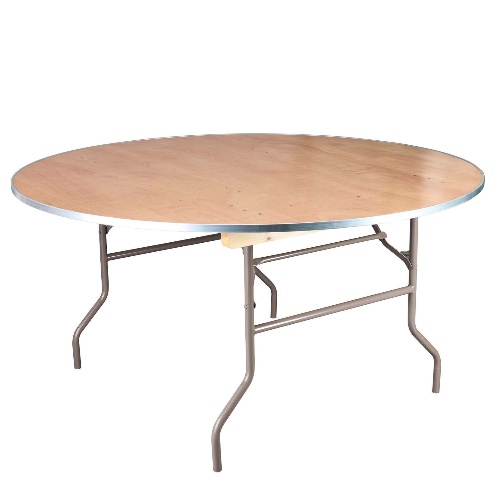 60" (5 Foot) Round Heavy Duty Metal Edge Plywood Folding Banquet Table with Warm