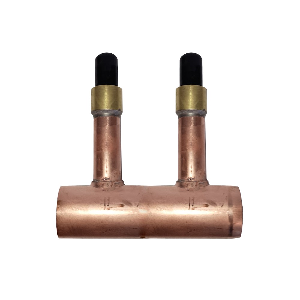 2 Loop 1" Copper Radiant Manifold w/ 1/2" Pex Crimp Fittings