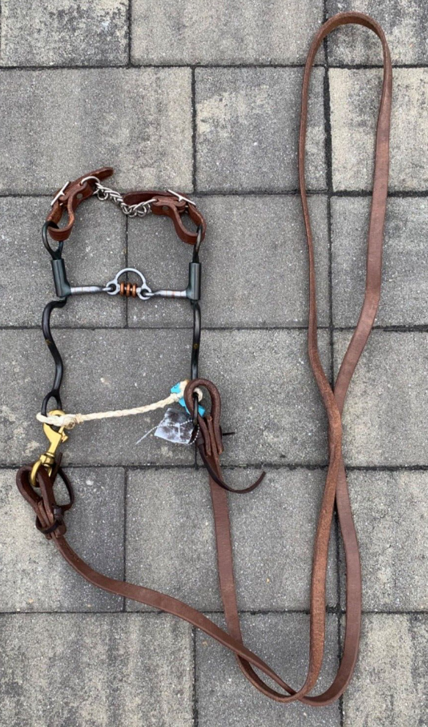 Dutton Floating Hood Cavalry Shank Horse Bit w/ Bit Hobble, Curb Strap, & Reins