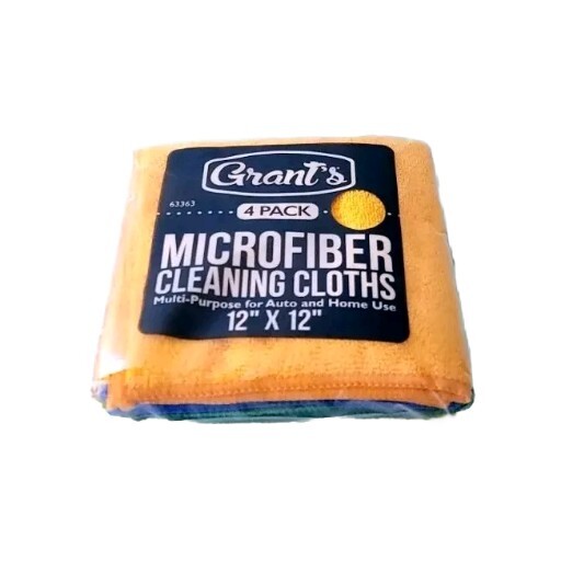 Grant's 4 Pack Microfiber Cleaning Cloths. 12" X 12" Multipurpose.