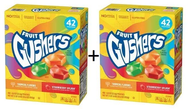 Gushers Strawberry Splash and Tropical Flavors, 0.8 Ounce (42 Count) (Pack of 2)