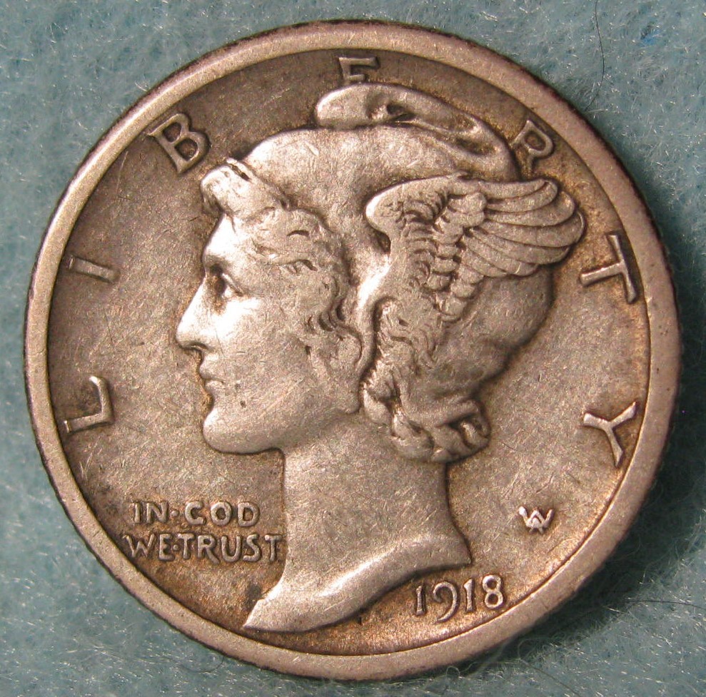 1918-S Mercury Silver Dime High Grade Old US Coin #626