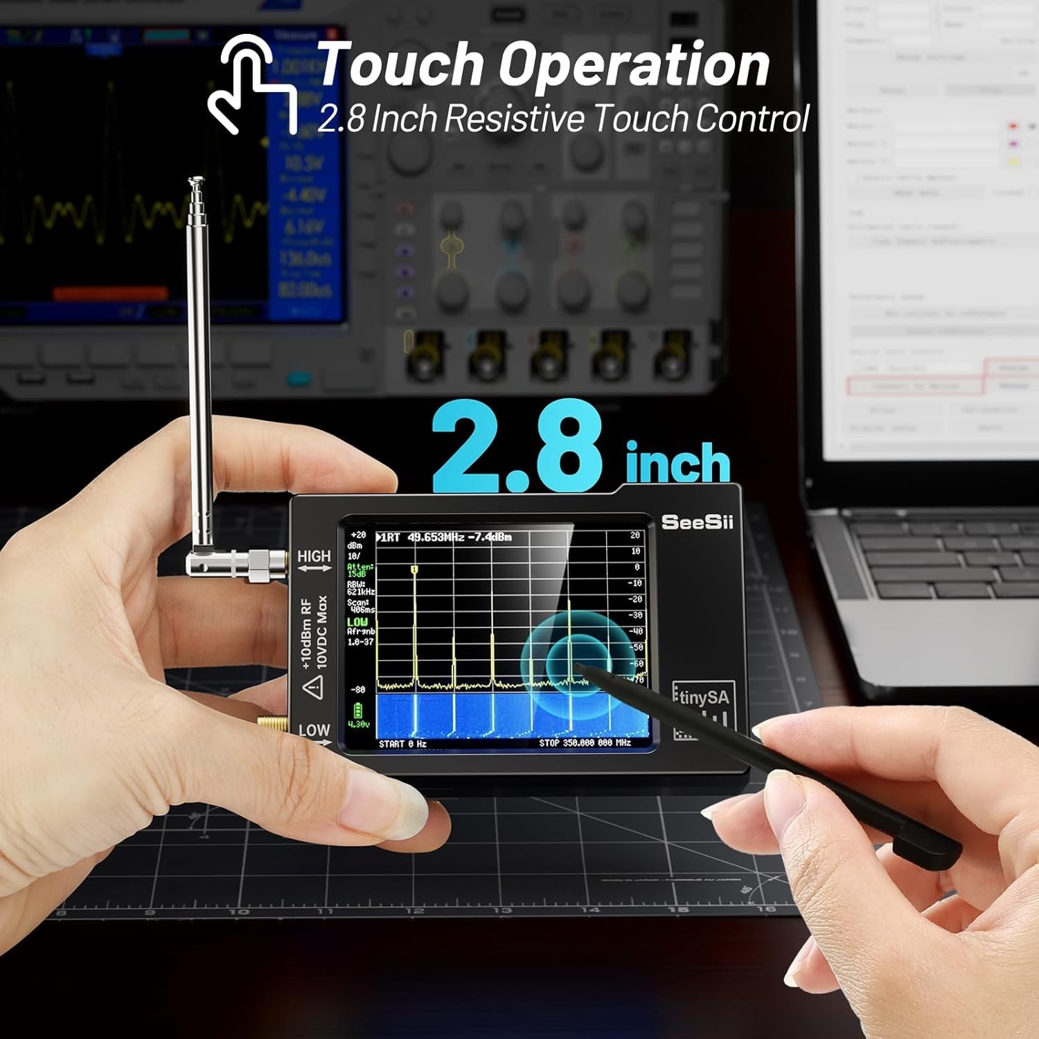 Advanced Spectrum Analyzer with Calibration Signal Generator and Touch Display