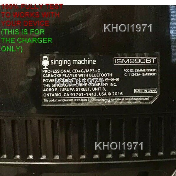 Wall AC adapter power cable for Singing Machine iSM990 iSM990BT Karaoke machine